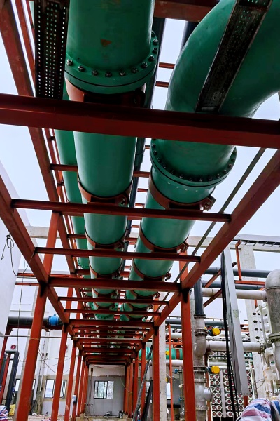 FRP pipe installation showing lightweight handling and corrosion-resistant properties