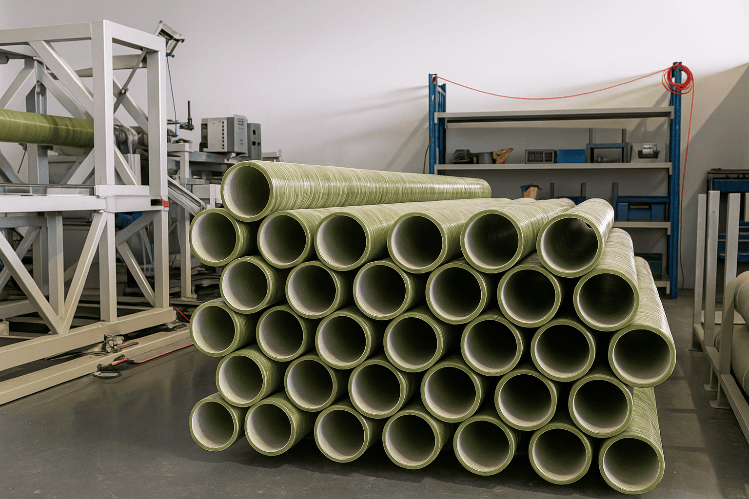 Advanced automated filament winding machines for FRP pipe production